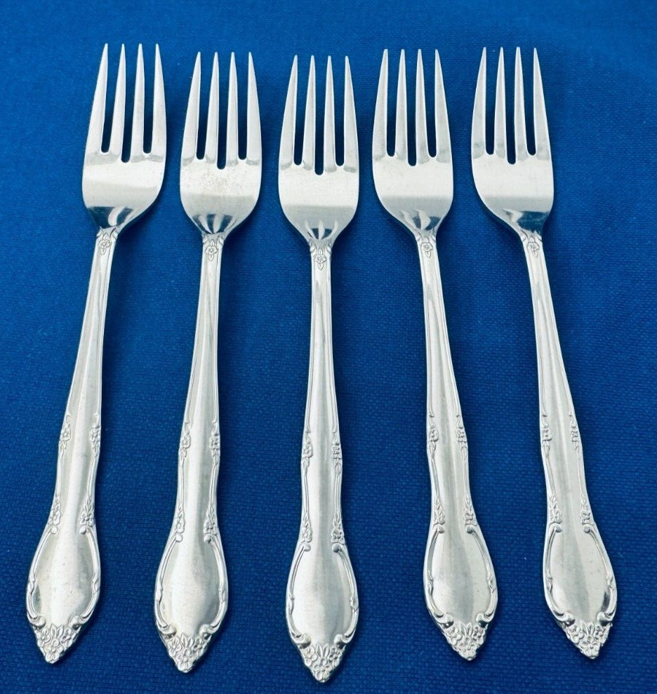 Oneida MANSION PARK Stainless Flatware -- Set of 5 Dinner Forks 7 1/8"
