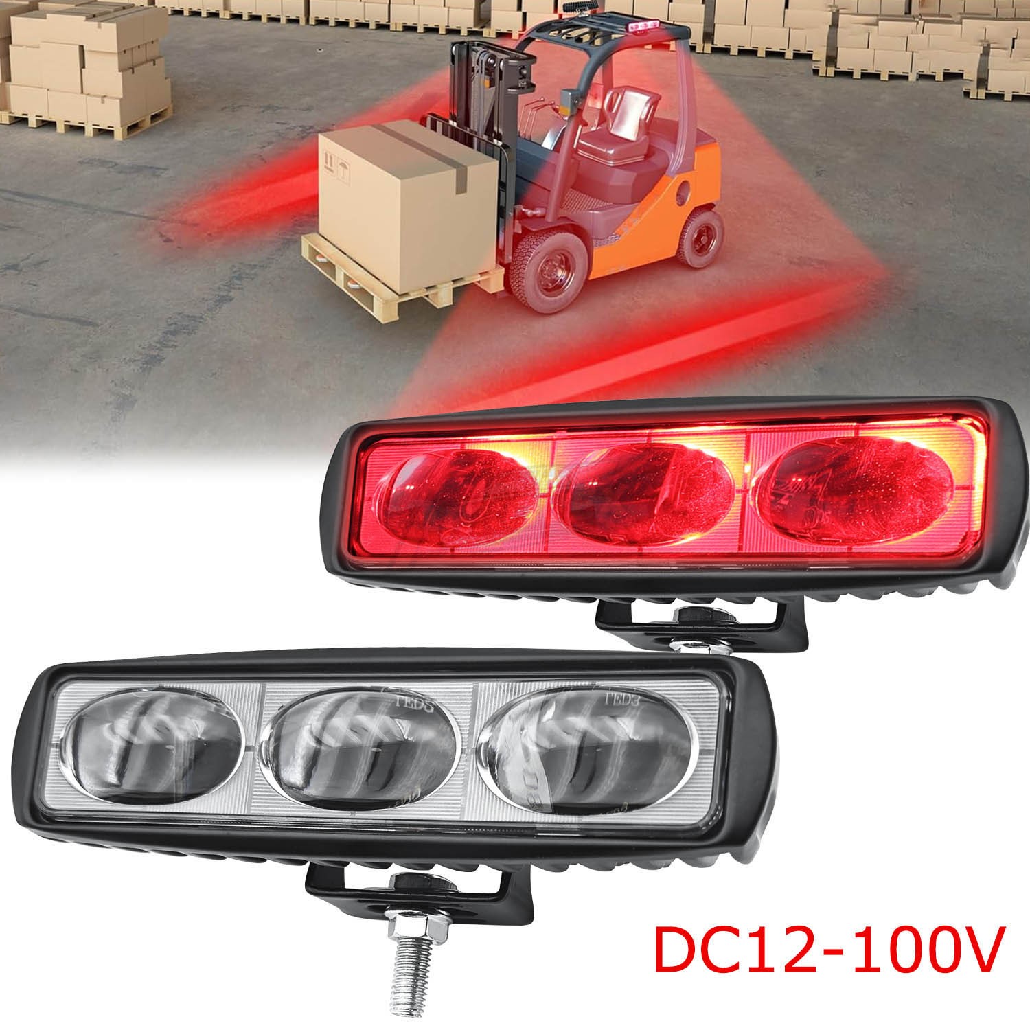 2Pcs Forklift Safety Light Red Straight Line Forklift and AGV Safety Indicator