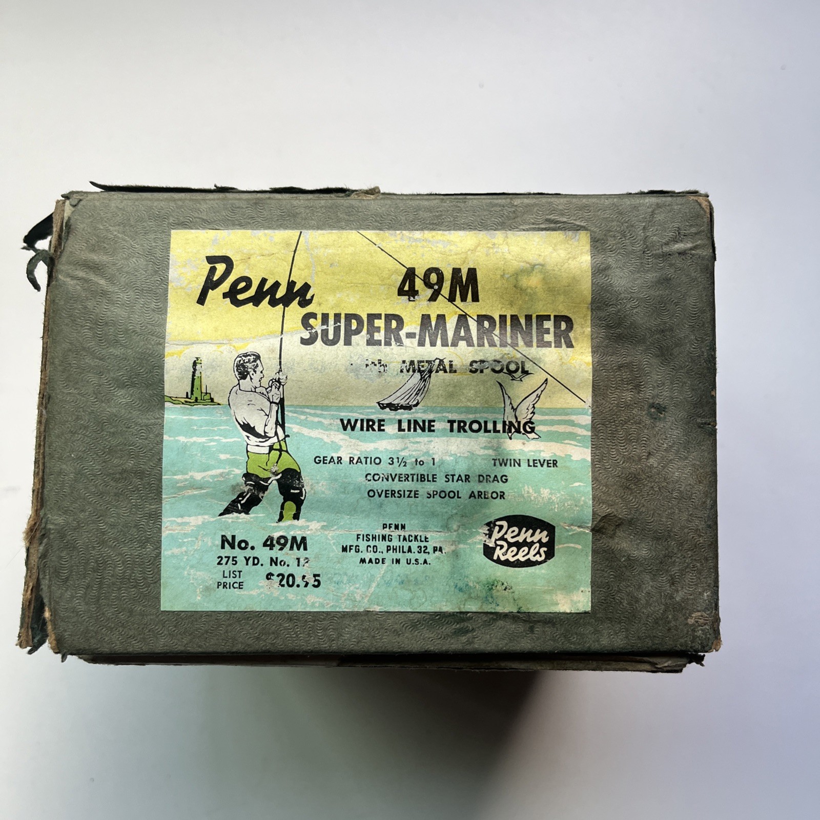 Vintage Penn 49M Super Mariner Fishing Reel, Original Box Made in USA, Manual