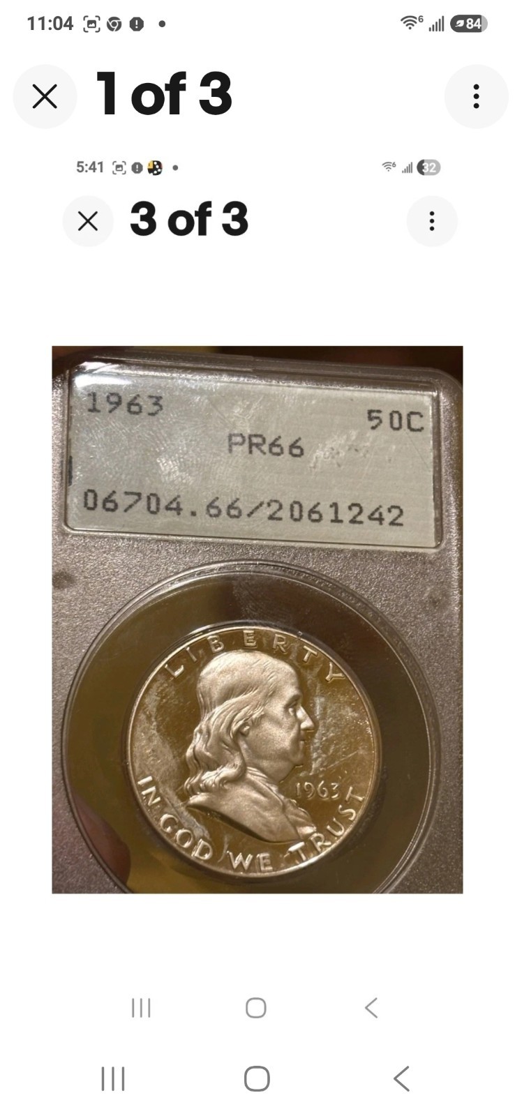 1963 Proof Franklin Half RATTLER  Lots Of Frost Cameo On This PCGS PR66 OGH