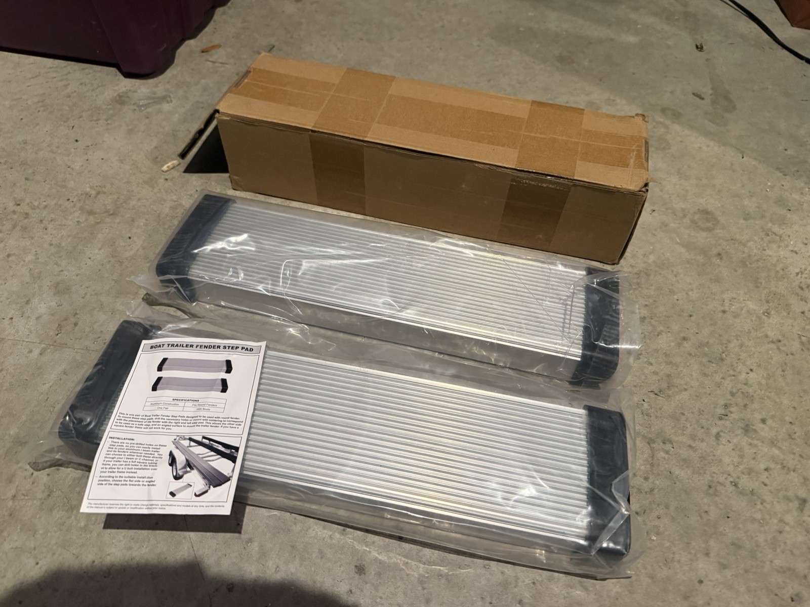Aluminum Boat Trailer Square Fender Mount and Step Pad Bolt On Brackets