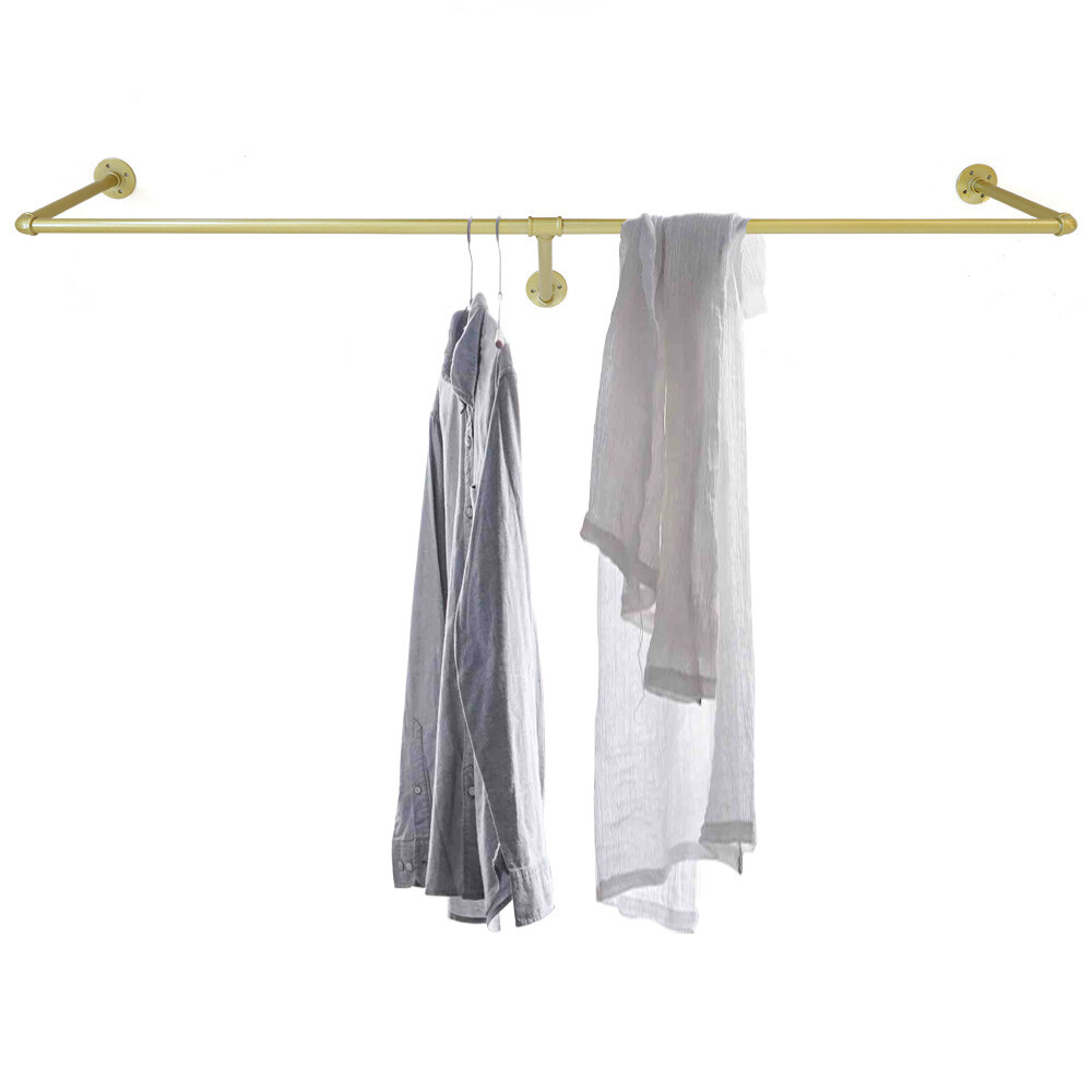 Wall Mount Clothes Rack Industrial Pipe Clothes Hanging Bar Home Garment Storage