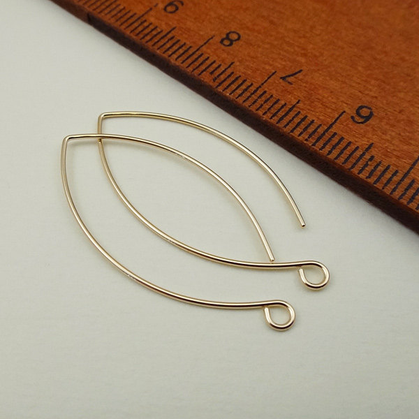 Long Leaf Earwires -Gold Filled Ear Hooks - Large Ear wires - DIY Jewelry Supply