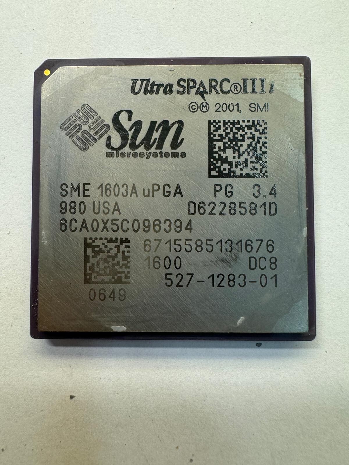 Sun UltraSP IIIi D6228581D PG3.4 980 USA SME 1603A uPGA 527-1283-01 DC8