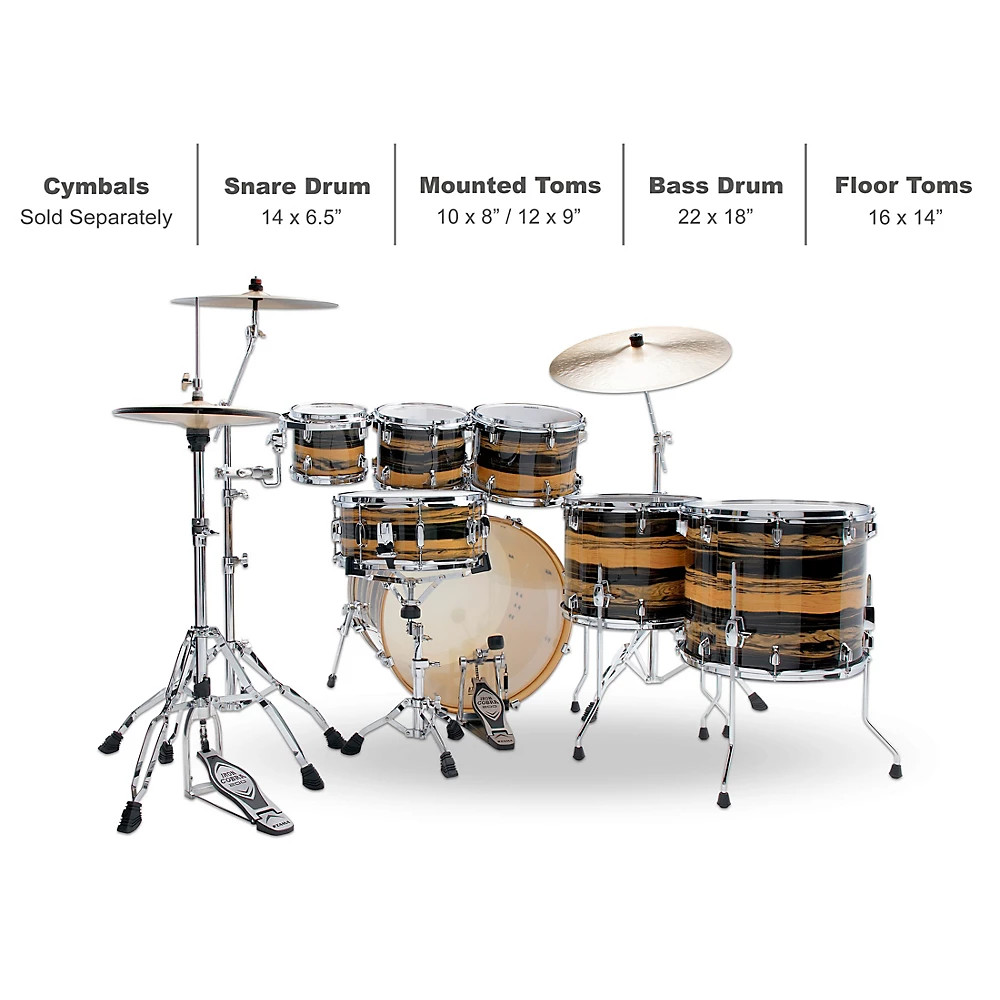 TAMA Superstar Classic 7-Piece Shell Pack Natural Ebony Tiger Wrap