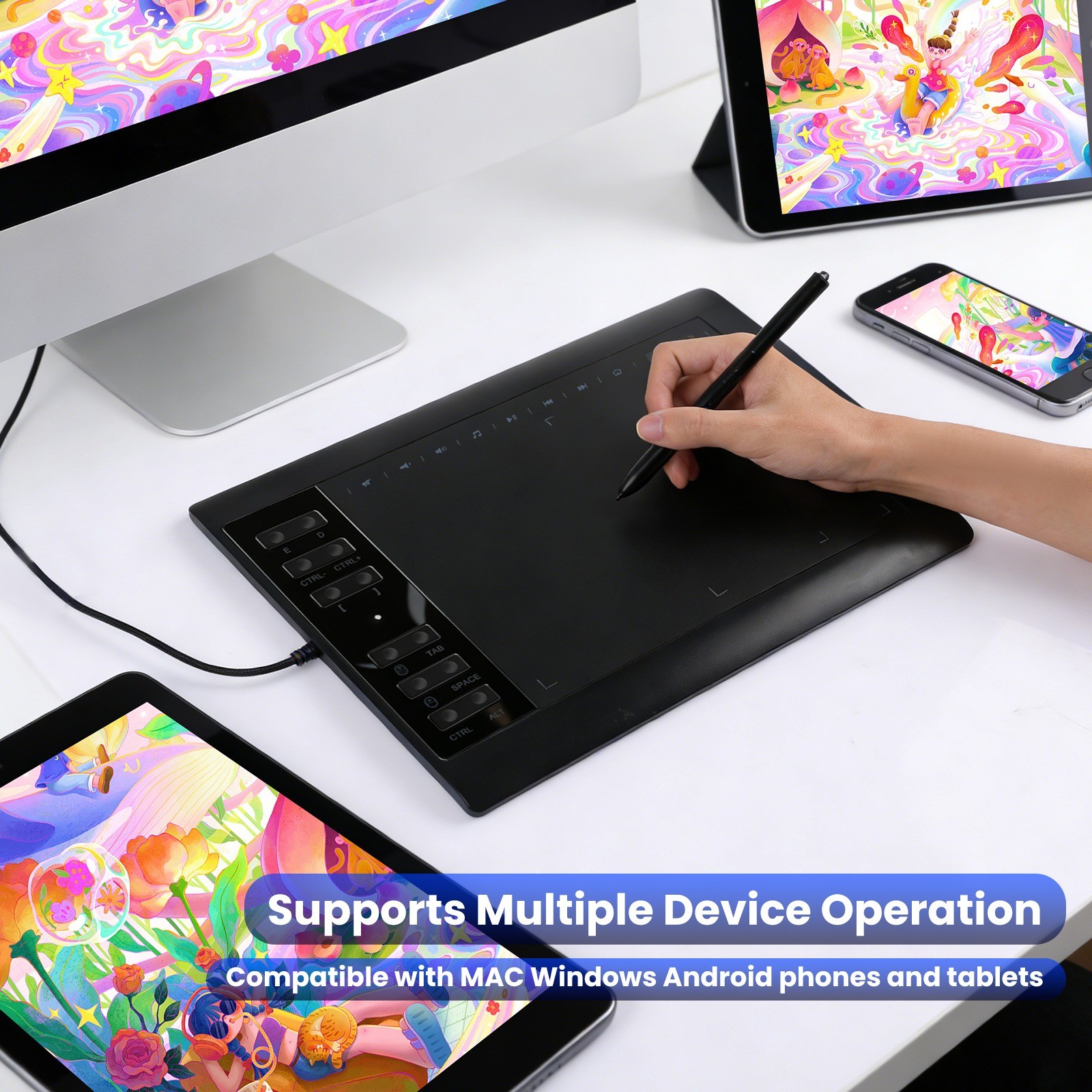 Digital Drawing Tablet with 10×6 Inch Large Active Area Screen, Graphics tablet,