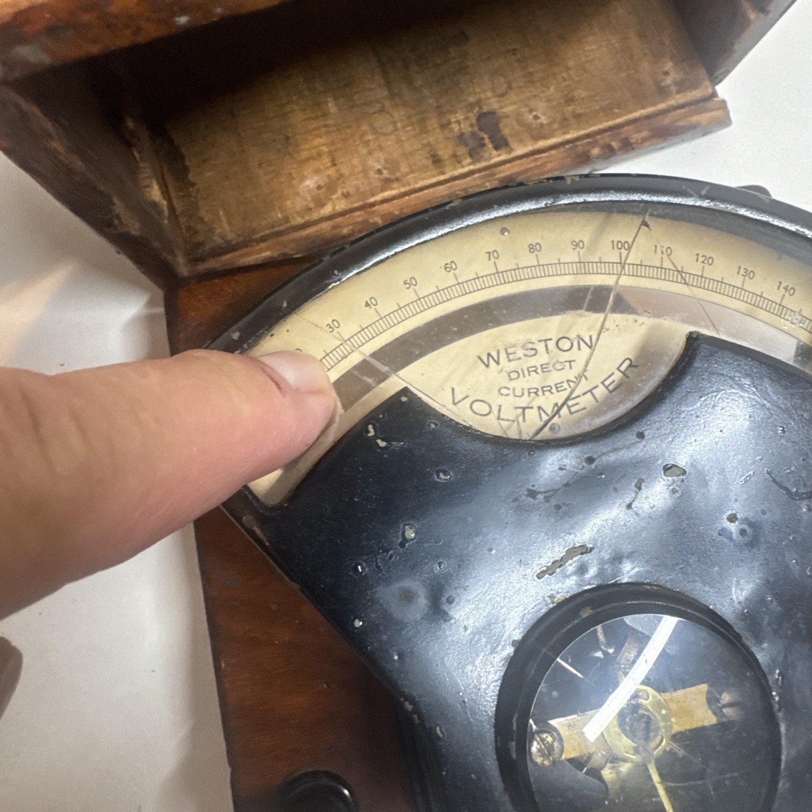Vintage 1890s Weston Model 1 DC Voltmeter - Original Wood Case