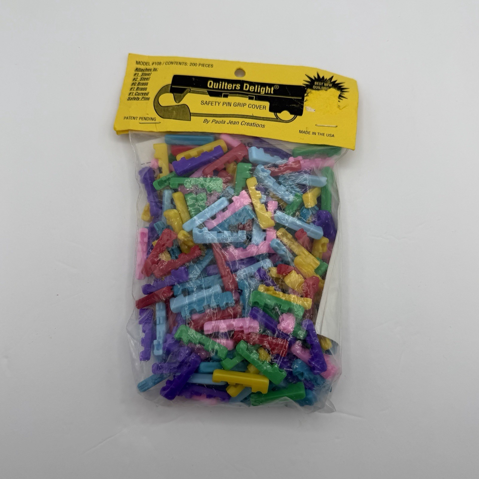 NIB Quilters Delight Safety Pin Grip Covers 200 Pieces Model #108