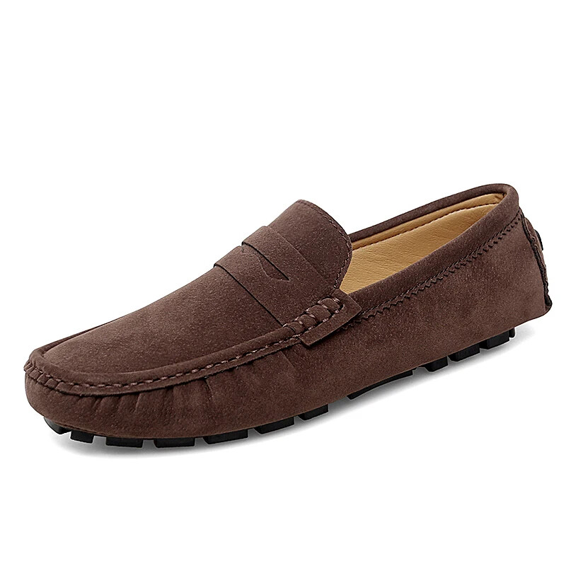 Fashion Men's Suede Loafers Comfortable Casual Shoes Slip on Flat Driving Shoes