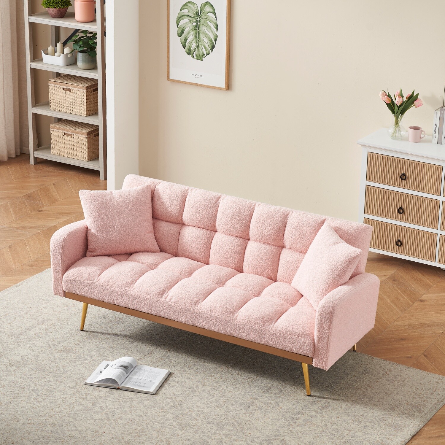 Convertible Sleeper Sofa Bed Loveseat Sofa Couch Futon Sofa Bed with Pillows