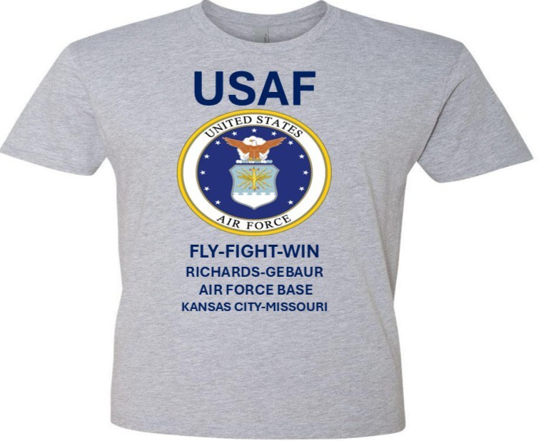 RICHARDS-GEBAUR AIR FORCE BASE* MISSOURI*SHIRT W/EMBLEM*USAF OFFICIALLY LICENSED