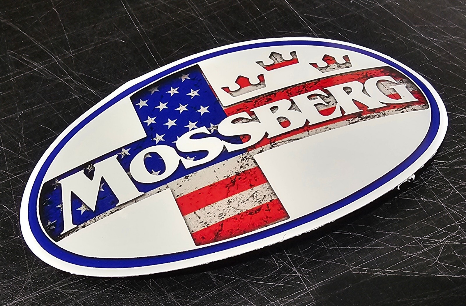 Mossberg USA FLAG WORN Gun Logo Vinyl Decal Sticker US Flag 800 88 Pump Shotgun