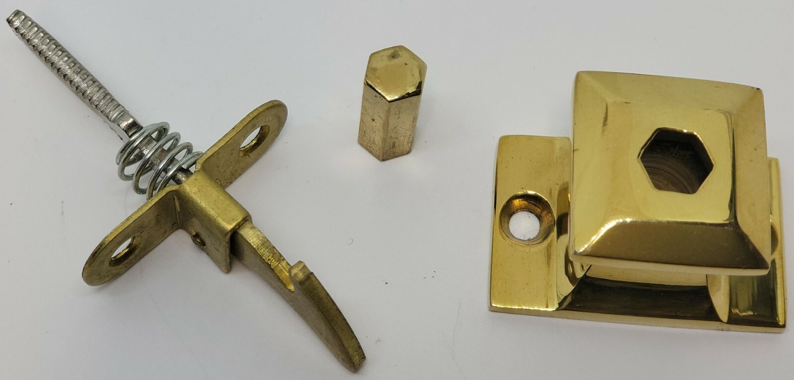 PUSH BUTTON LATCH Square Knob brass cabinet cupboard pull door drawer antique