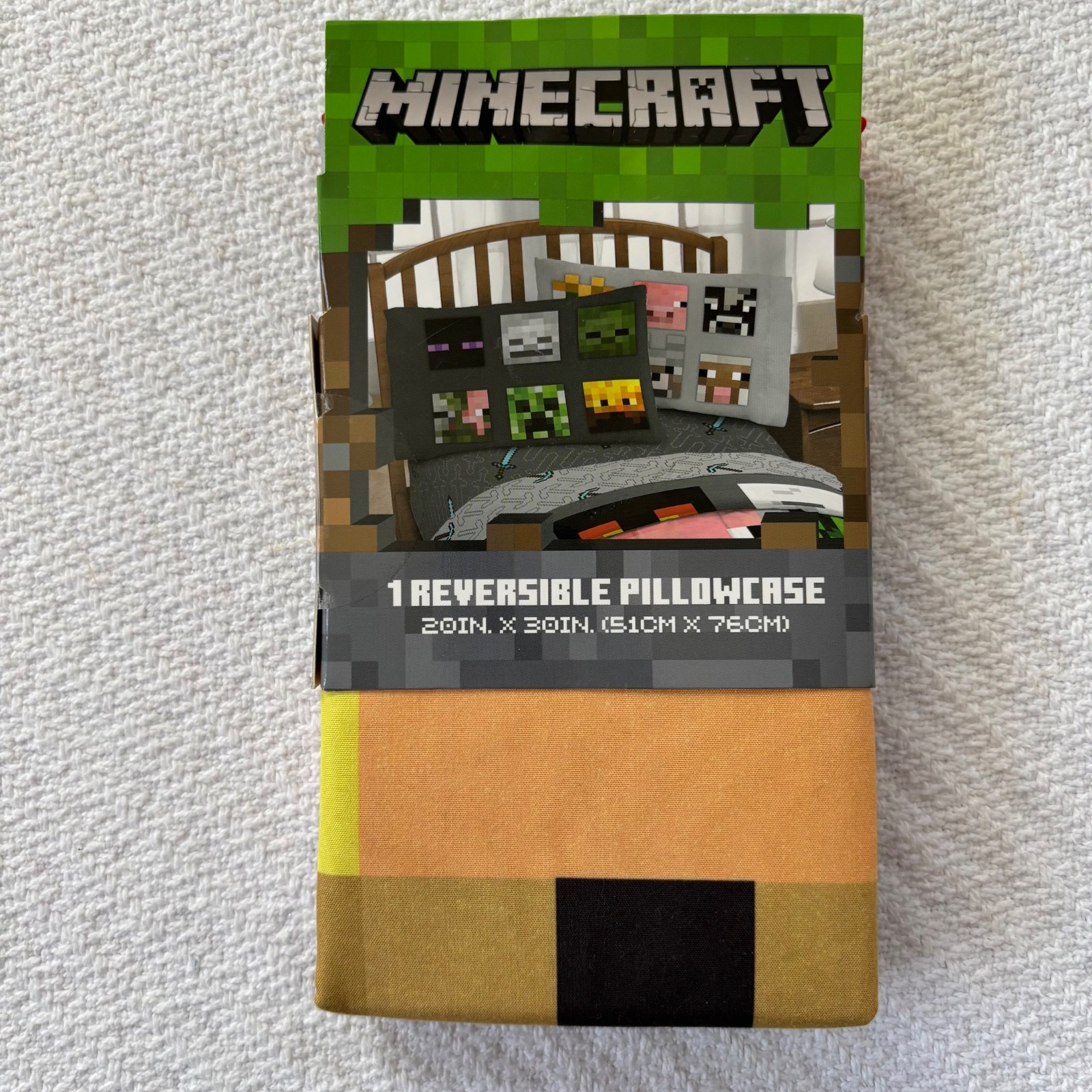 Minecraft Reversible Standard Pillow Case. New. 1 Pack. Enderman, Creeper, Etc