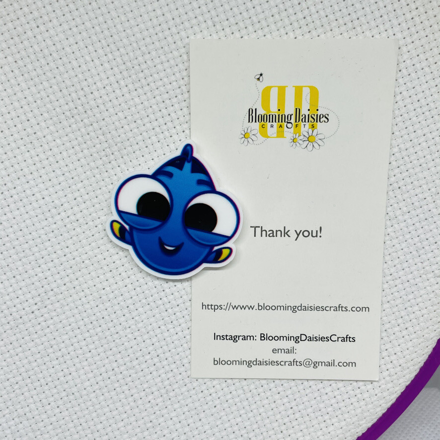 Magnetic Needle Minder Cross Stitch Bug Eyed Dory / Fridge Magnet