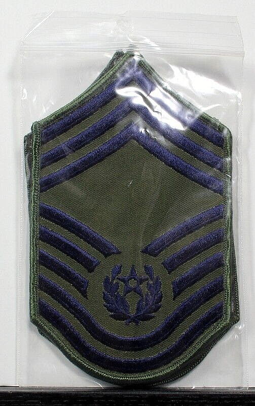 USAF Female Chief Master Sergeant of the Air Force Stripes OD Fatigue Patch Pair