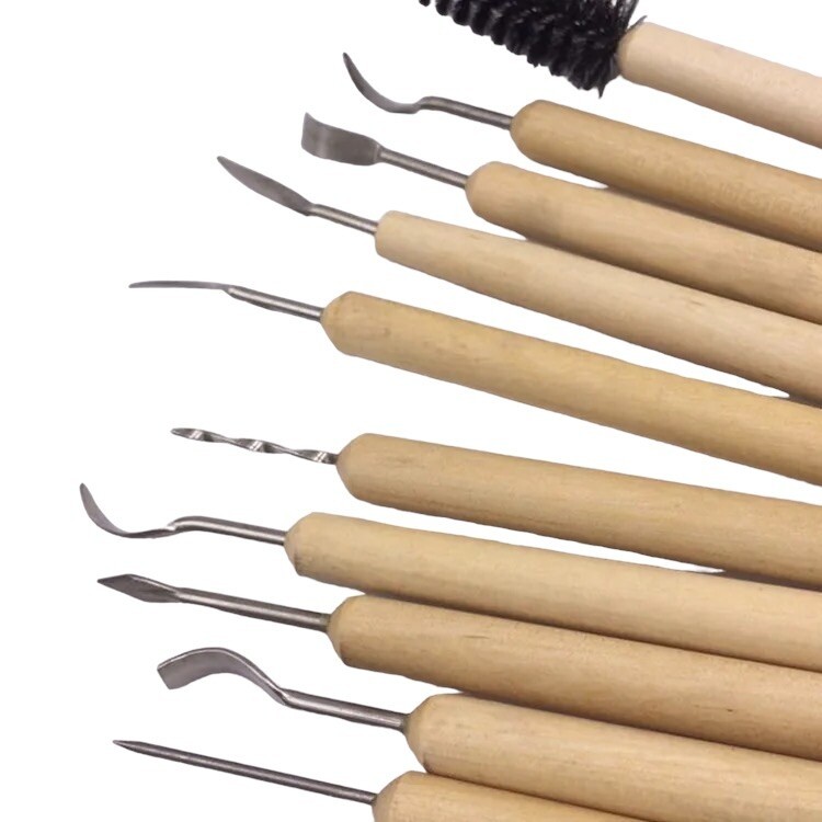 11Pcs Pottery Clay Sculpting Tool Set Wooden Handle Ceramic Carving Shaping Tool