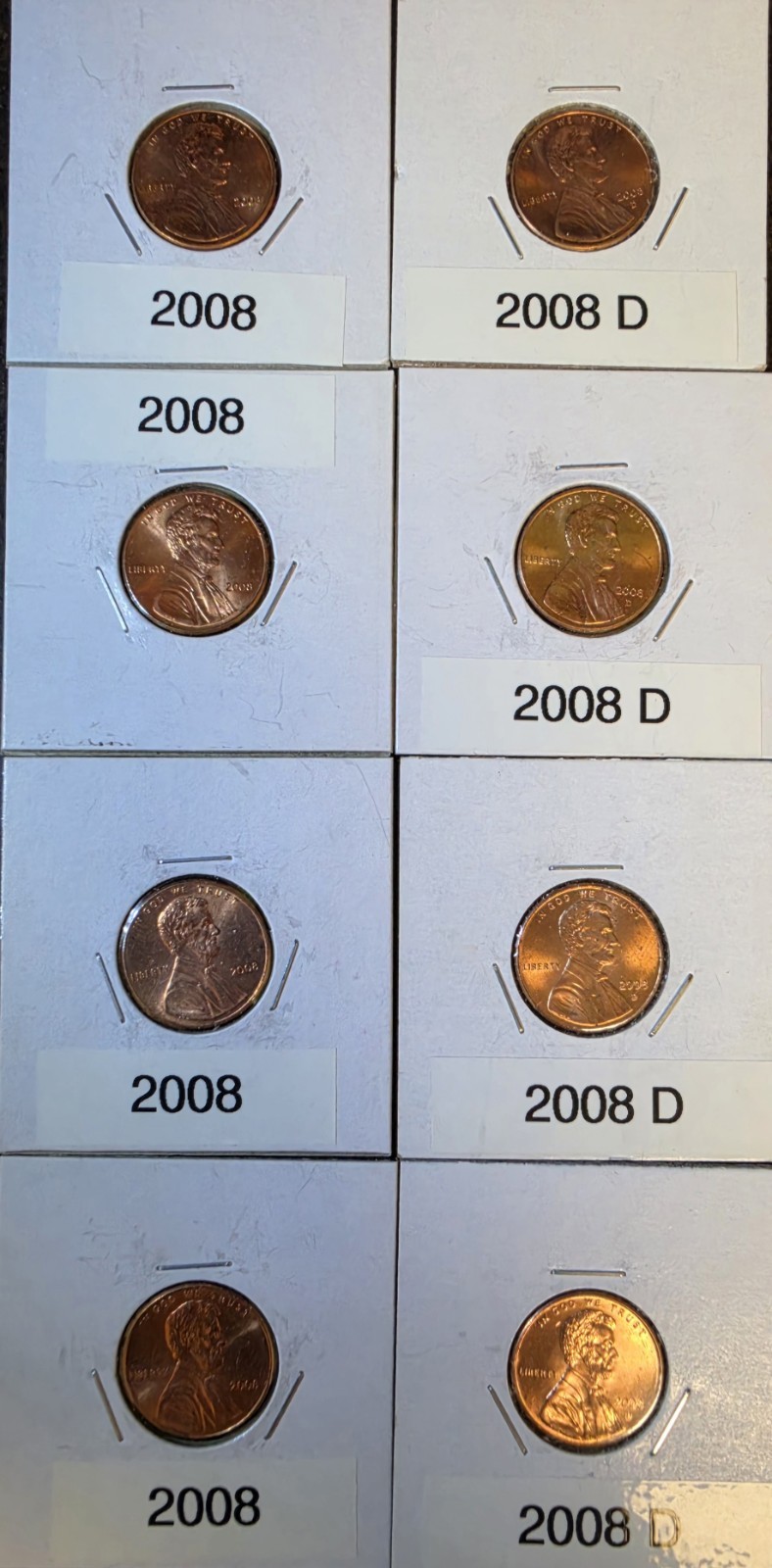 2008 P & D Lincoln Memorial Penny BU Red Uncirculated 1 Pair/set From Lot Shown