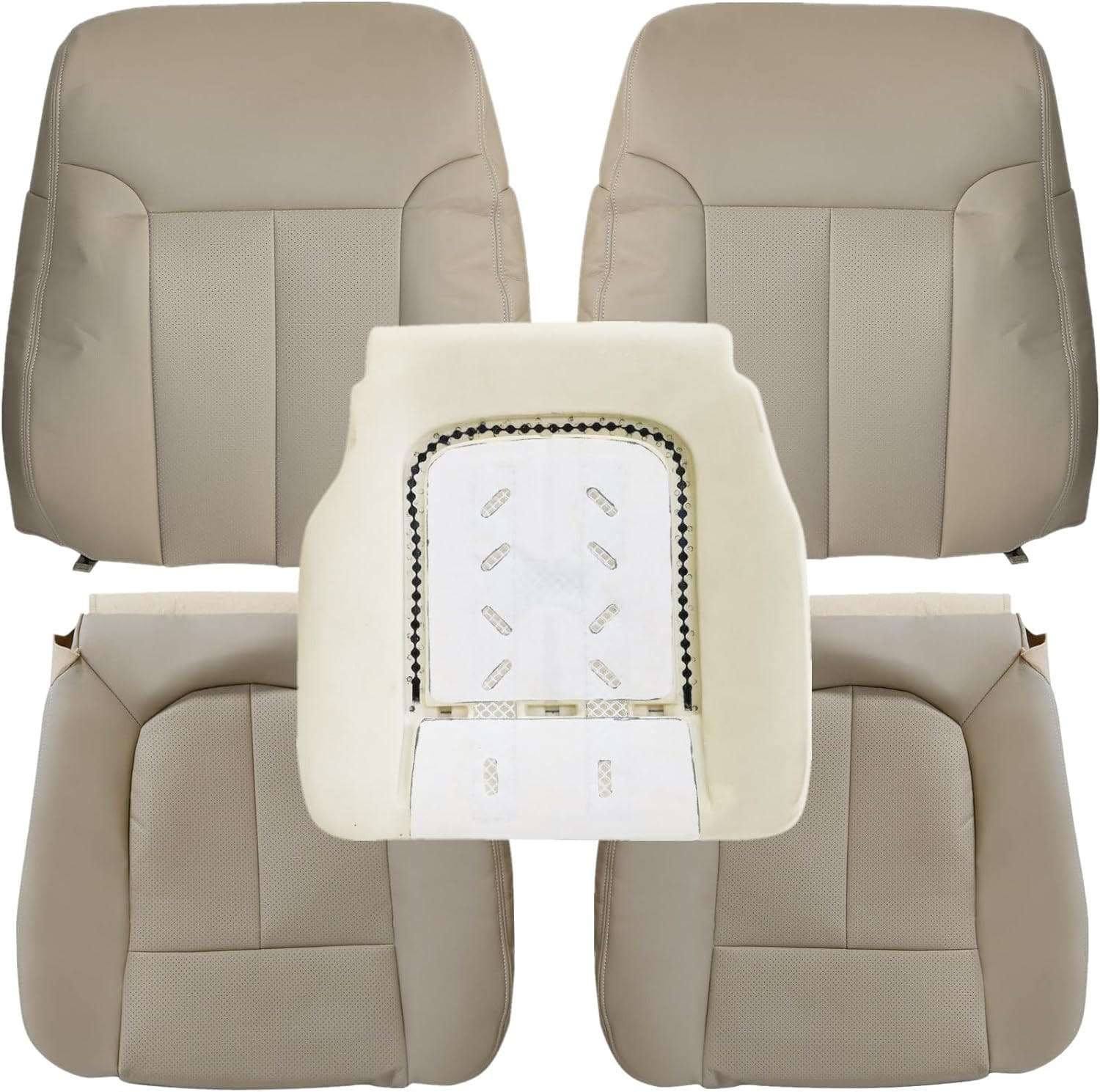 Front Seat Replacement Covers & Foam Tan Perforated Leather for Ford F-150 2009-