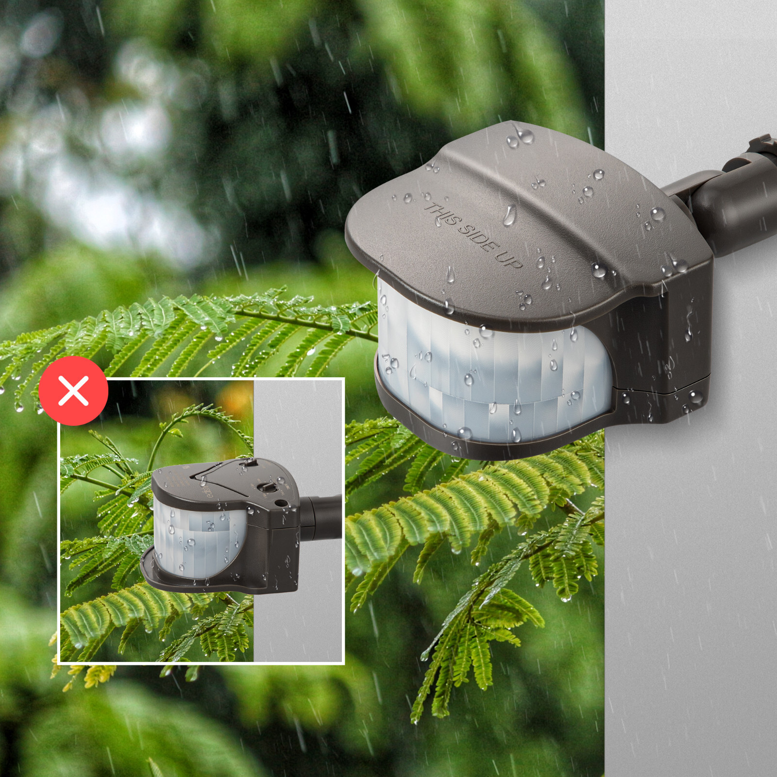 EDISHINE Motion Sensor, Automatic Dusk to Dawn,Detection Range,Brown,Floodlight