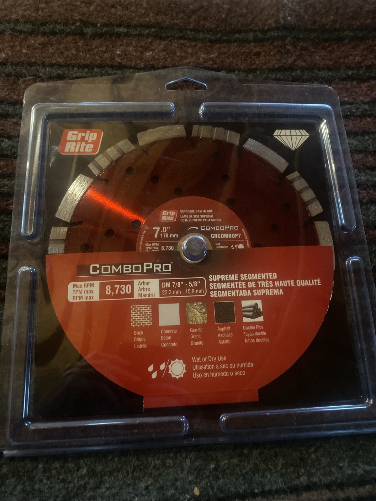 Grip-Rite GRCOMBOP7  7" Diamond Tile Blade Premium ComboPro Brand New