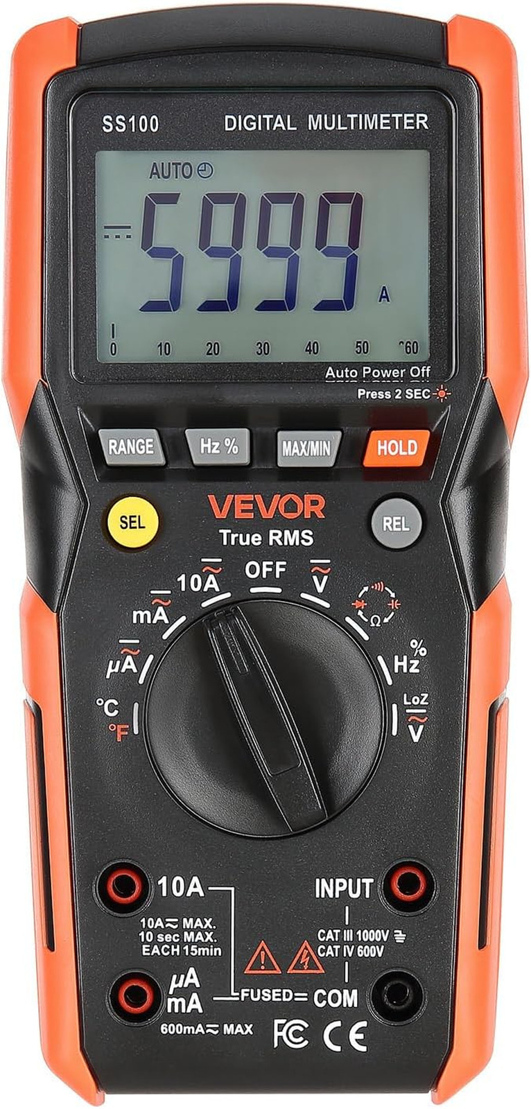 Digital Multimeter, 6000-Count TRMS DC/AC Voltmeter Current Tester, Auto-Ranging