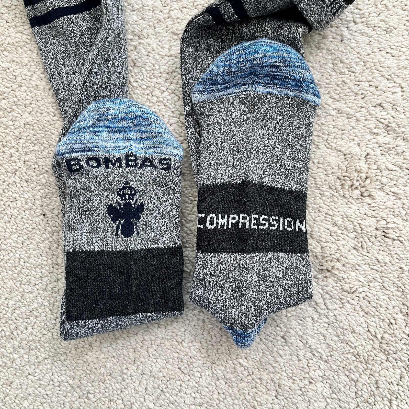 New 3pack Bombas Everyday Compression Socks Knee 15-20mm Medium Gray Midweight