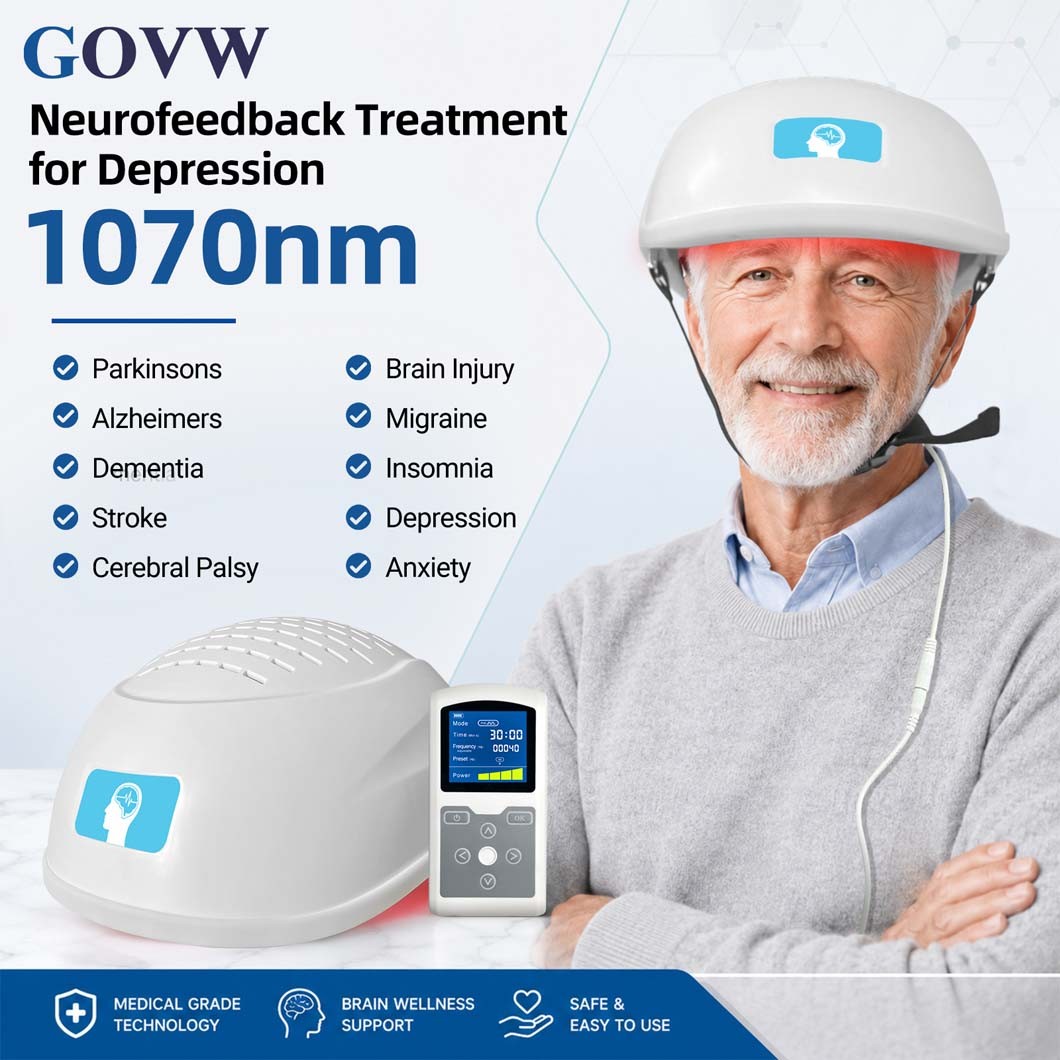 1070nm Brain PBM Therapy Helmet Rechargeable 10000mAh Infrared Light Device Home