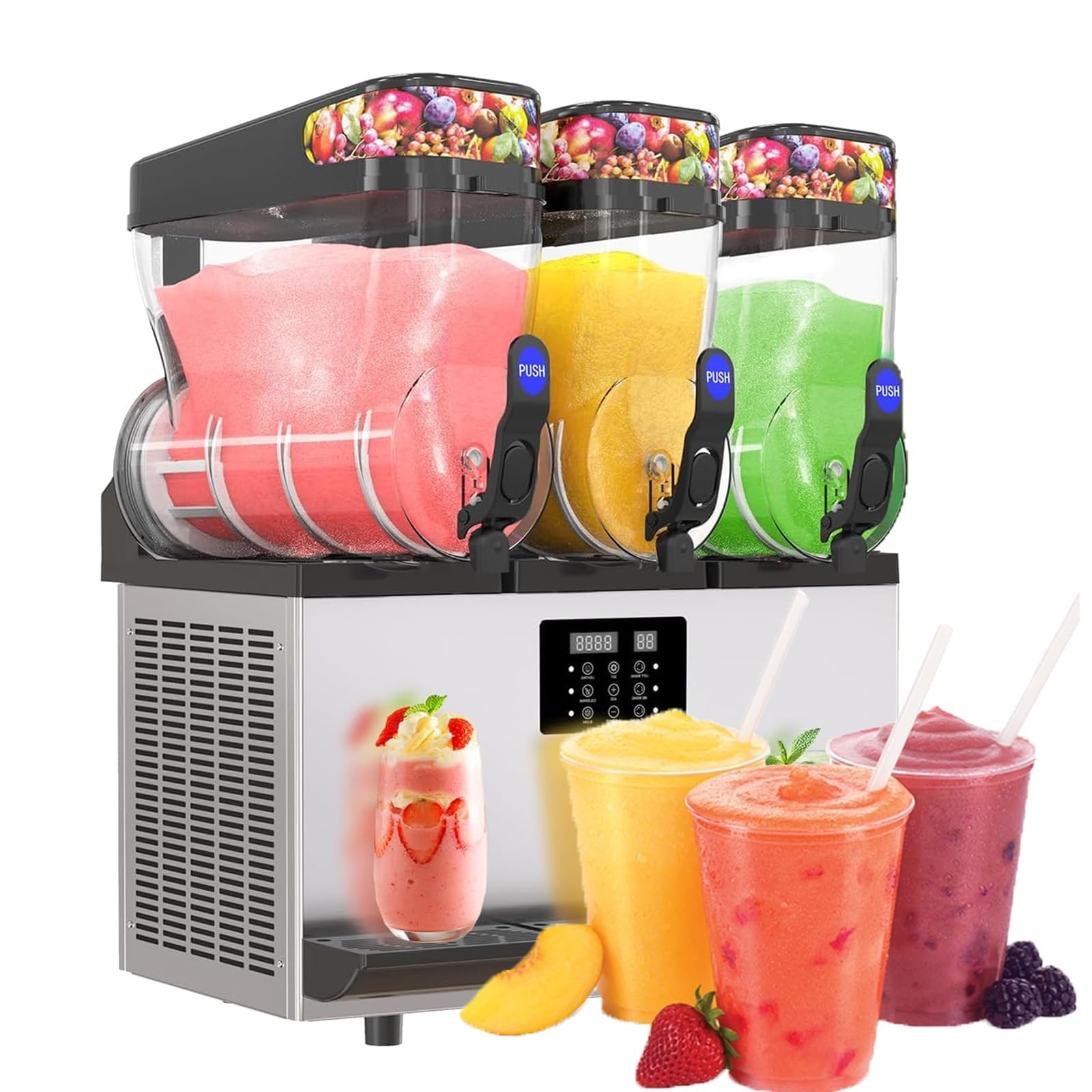 Kolice Commercial 45L (11.89 Gallon) Margarita Slushy Machine 3 Tanks for Bars