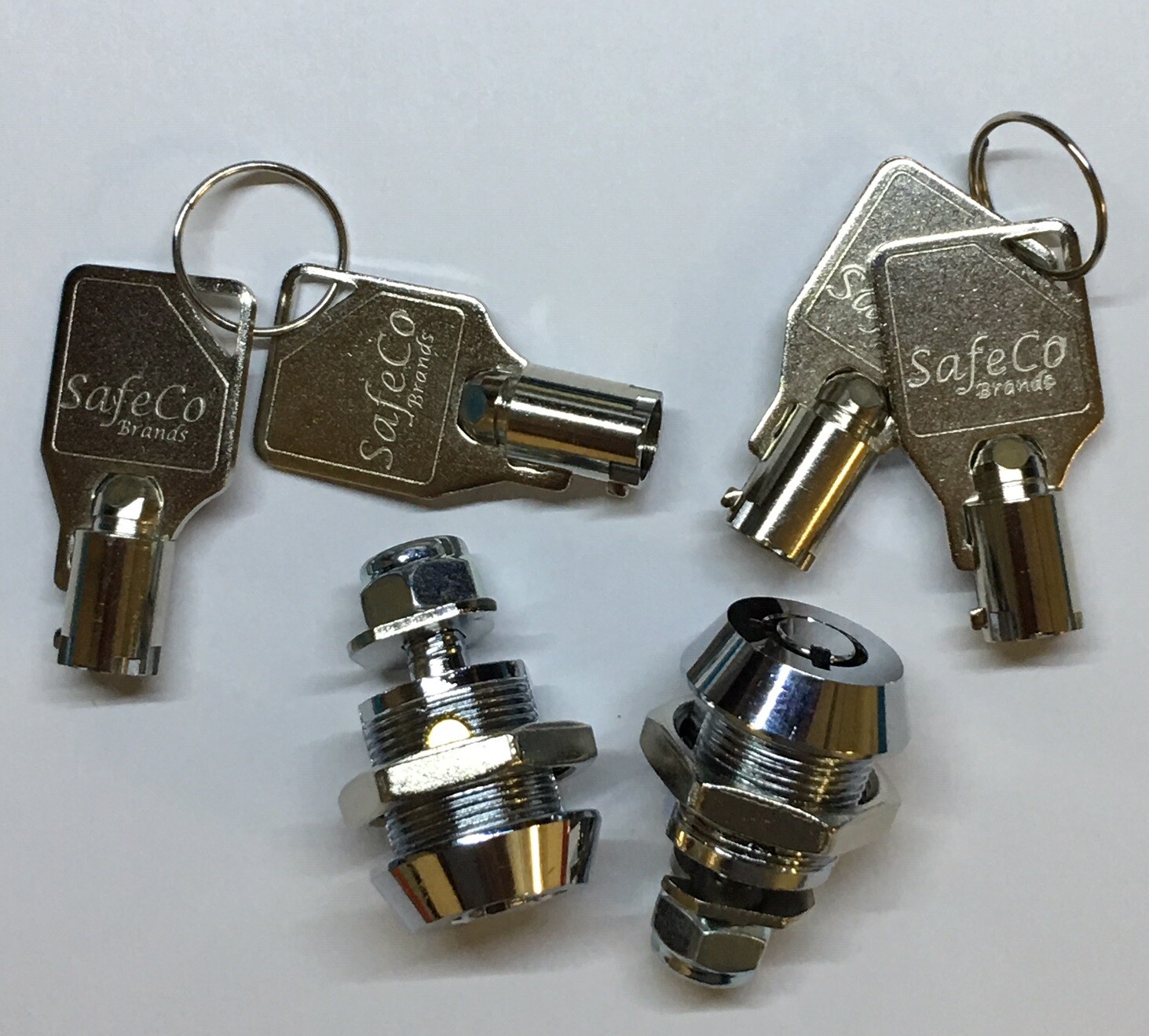 SafeCo 7/8" Tubular Cam Locks Keyed Alike Fits 3/4" hole. Two Pack