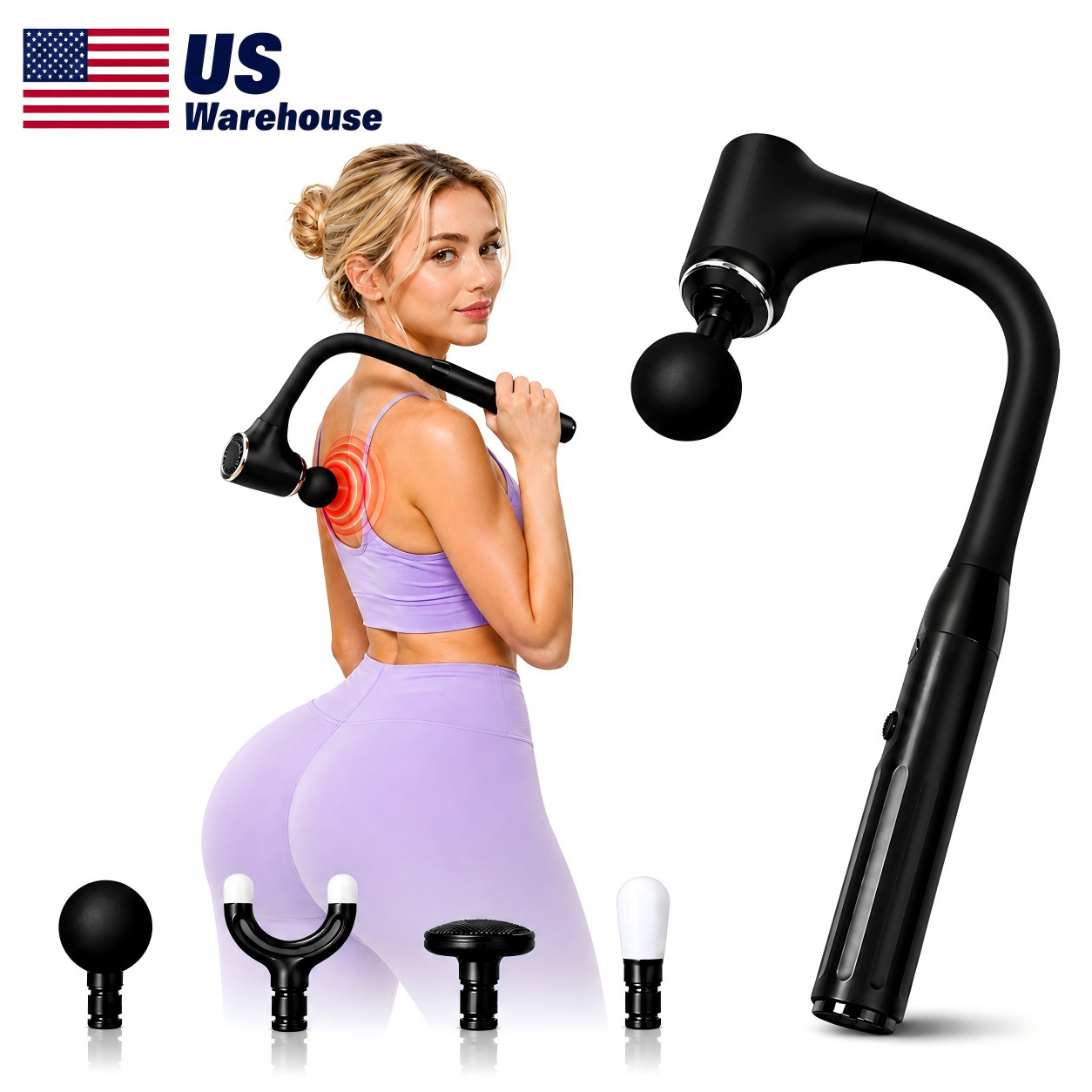 iKyoor Massage Gun Brushless Exended Handle Deep Tissue Electric Massage Hammer