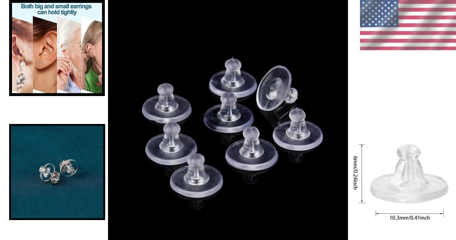 Rubber Earring Backs,100PCS Soft Clear Earring Backs Replacements for Droopy