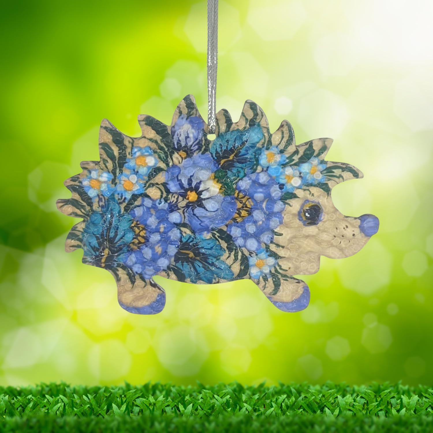 Hedgehog Ornament – Textured Acrylic Suncatcher Hanging Decoration, Suncatcher f
