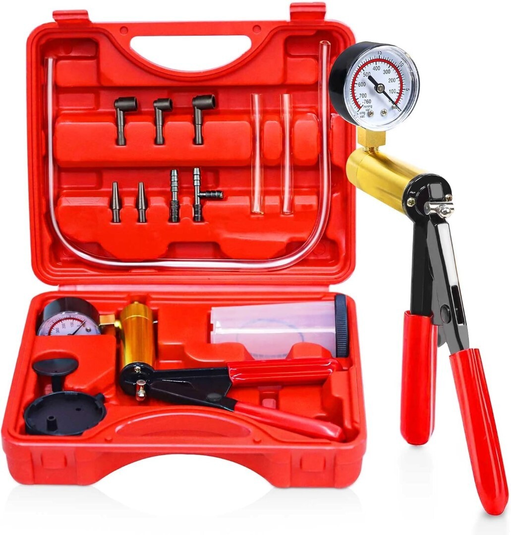 Kit de Bomba de Vacío Manual y Medidor de Vacío para Automóviles con Adaptadores