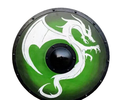 Medieval Warrior Shield Round Viking DRAGON Battle Design Shield Wooden 24"
