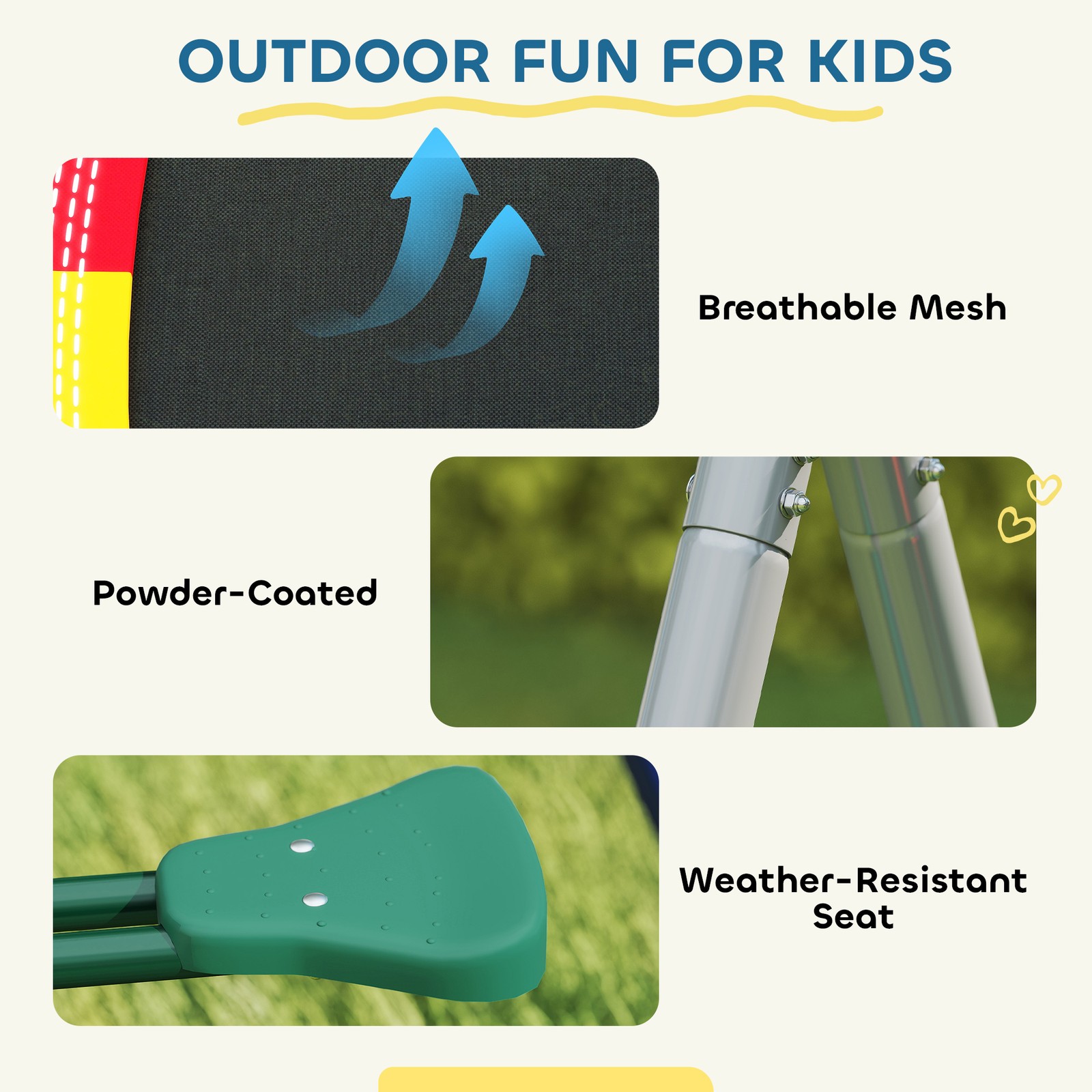 Qaba 5-in-1 Kids Swing Set for Backyard with Slide, 770lbs Capacity, Mixed
