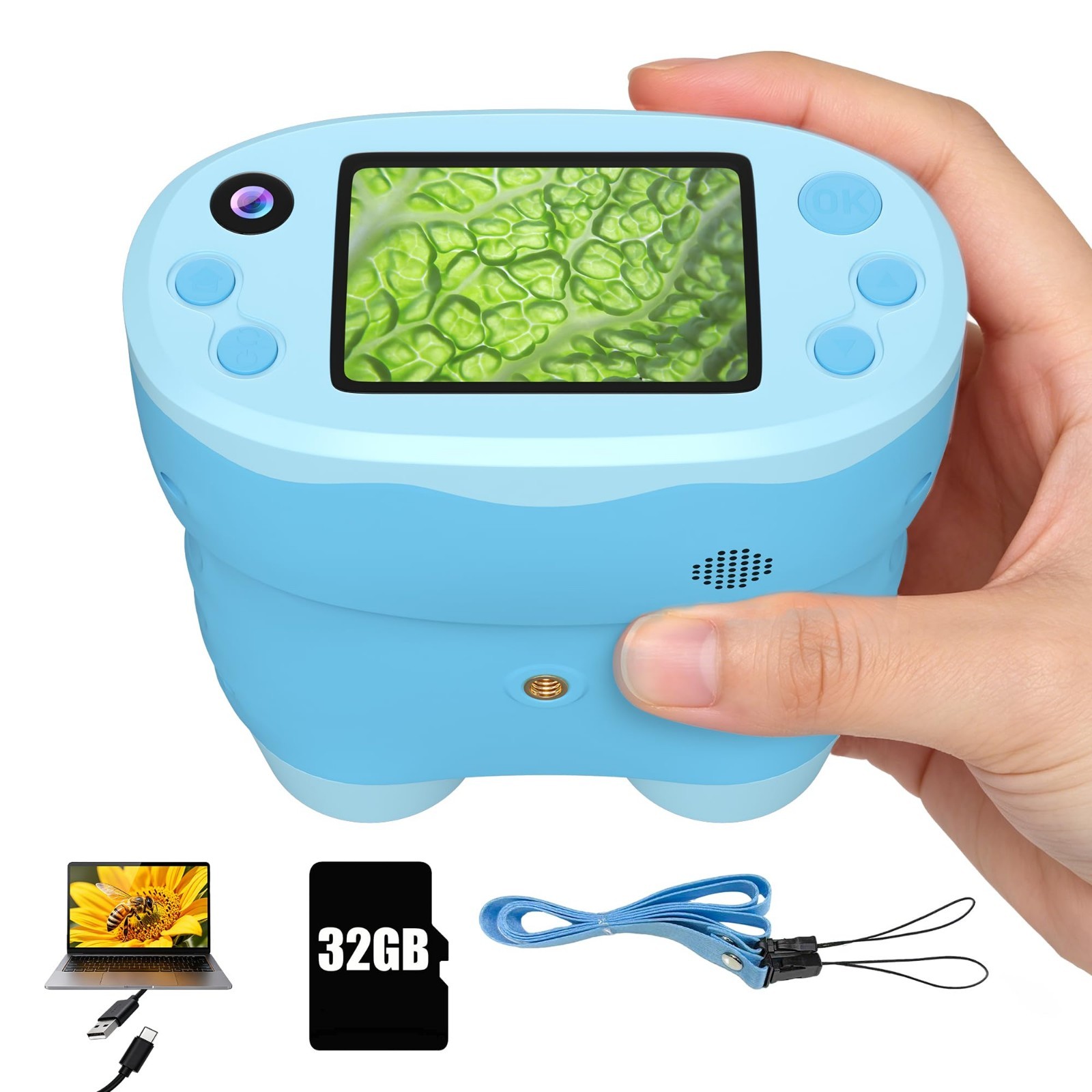 1000X Handheld Microscope 4K 2.0" Screen with 32GB Card