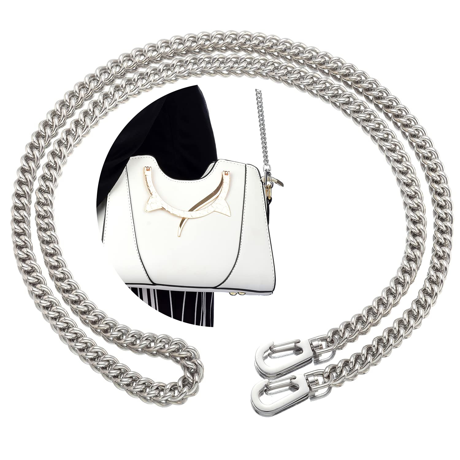 Silver Stainless Steel 8mm DIY Belt for Purse Shoulder Crossbody Handbag Solid