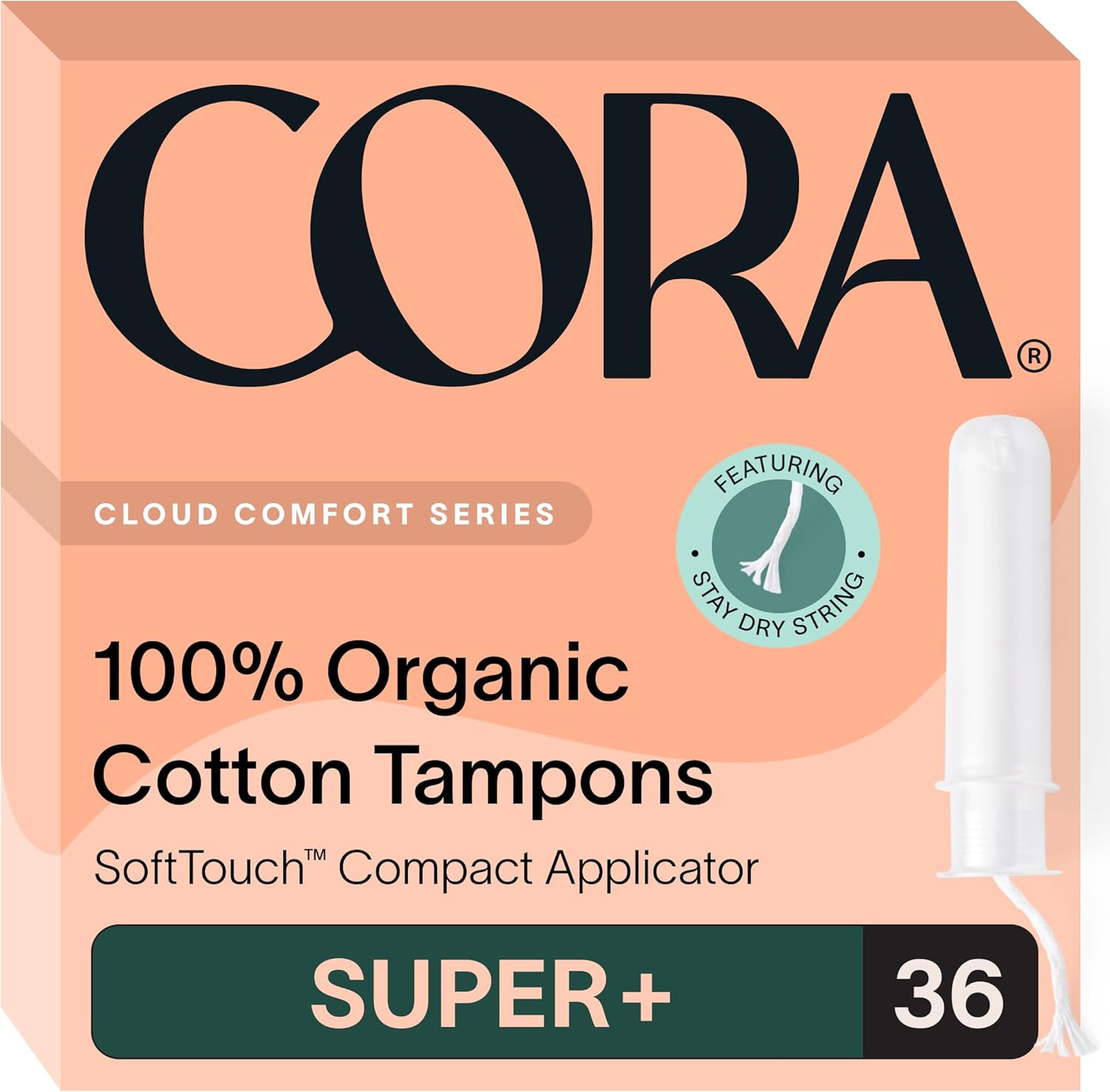 Organic Applicator Tampons | Super plus Absorbency | 100% Organic Cotton, Unscen