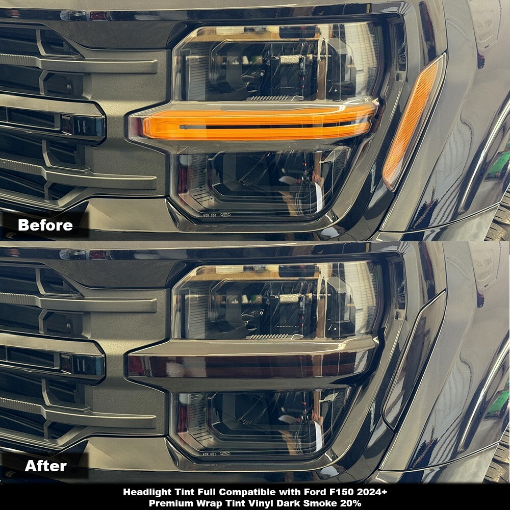 Crux Motorsports Headlight Full Tint Dark Smoke 20% for Ford F150 2024 +