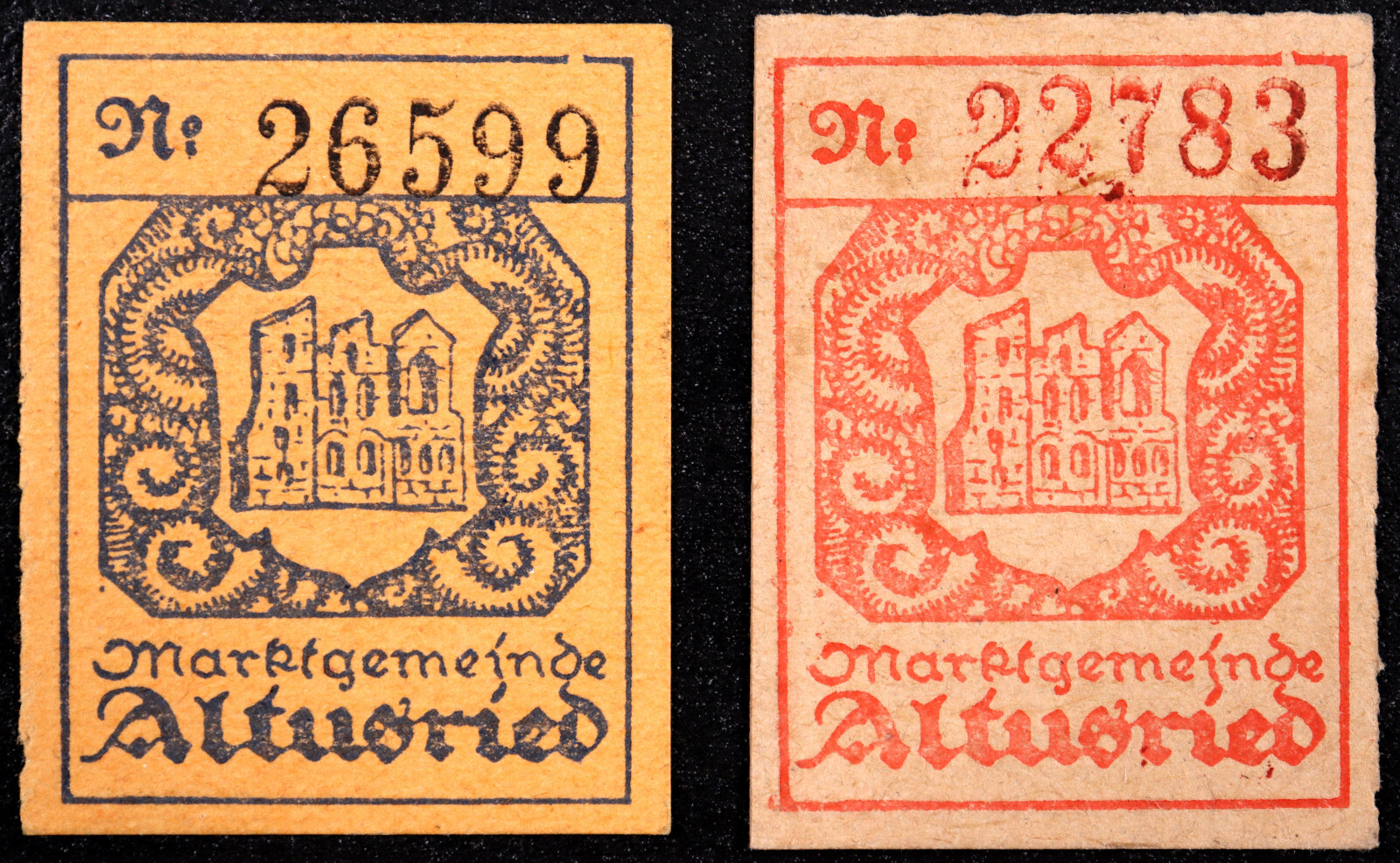 ALTUSRIED 1920 Complete Set 1 + 3 Pfennig Small Cardboard German Notgeld