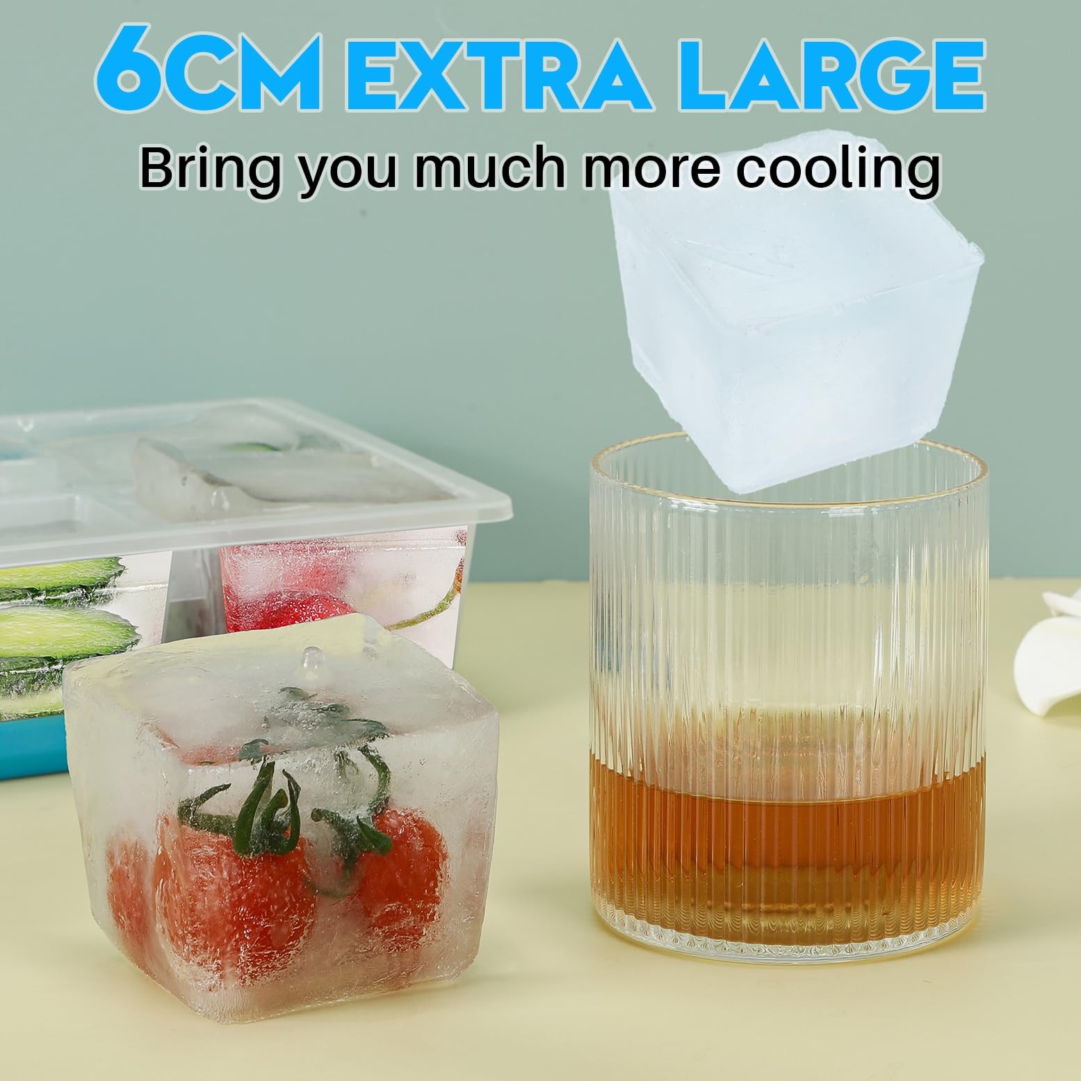 Silicone Ice Trays with Lids for Freezer, 2 Pack