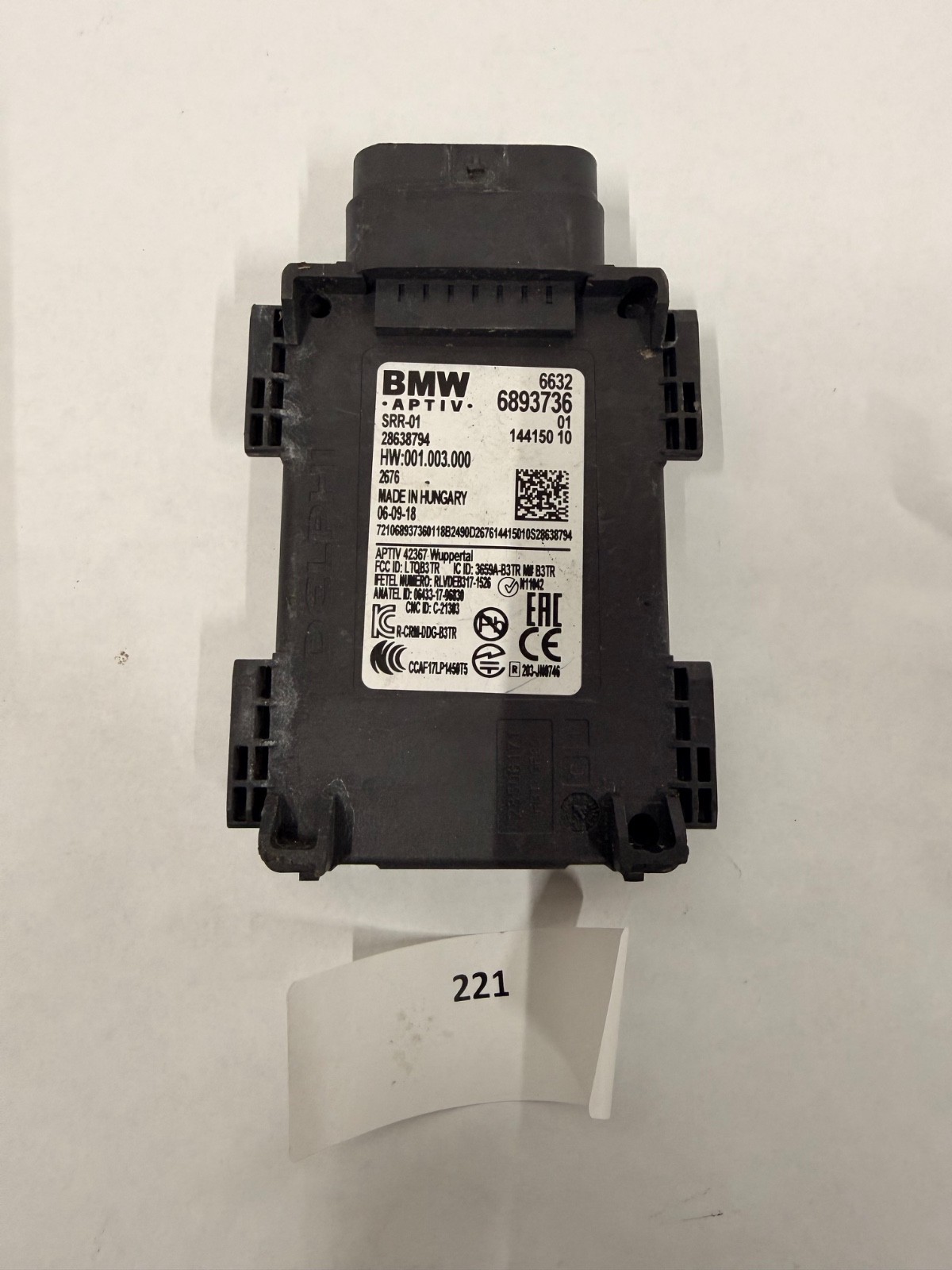 2019 - 2023 BMW 530I G30 REAR RIGHT SIDE BLIND SPOT RADAR SENSOR OEM 66326893736