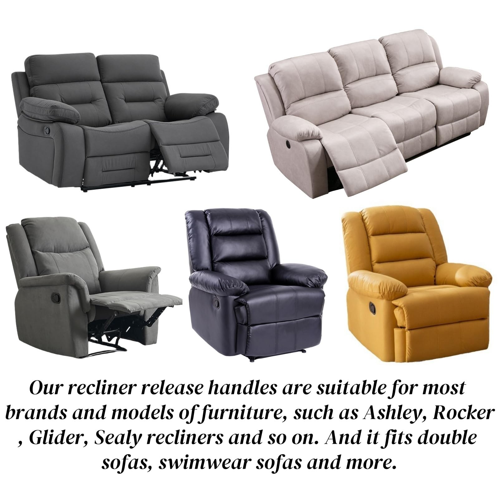 Set of 2 Metal Chair Recliner Release, Universal Heavy Duty Sofa Release Leve...