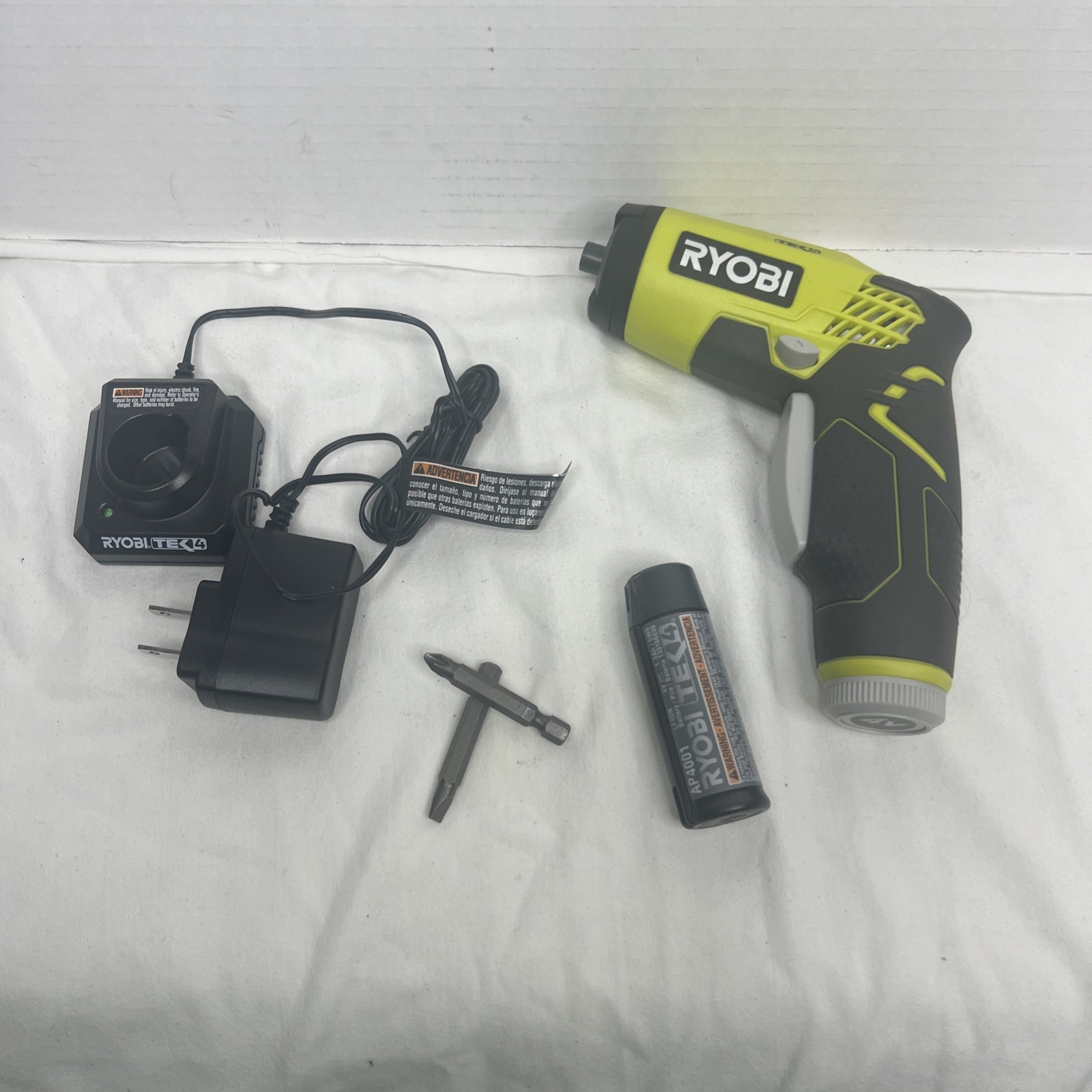 Ryobi Tek4 4-Volt Screwdriver HP54LVN LED  Bit Driver BATT & CHARGER