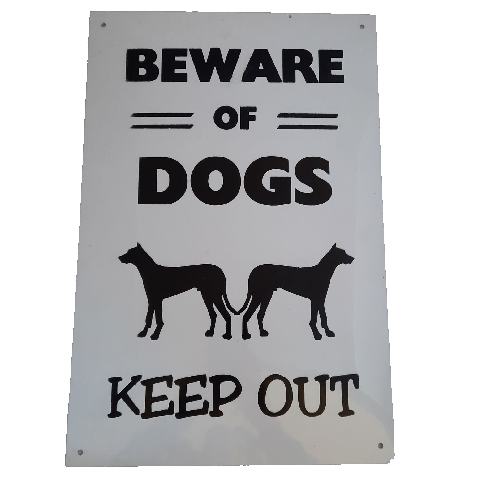 Metal Beware of Dogs Keep Out Sign Large 12in. x 18in.