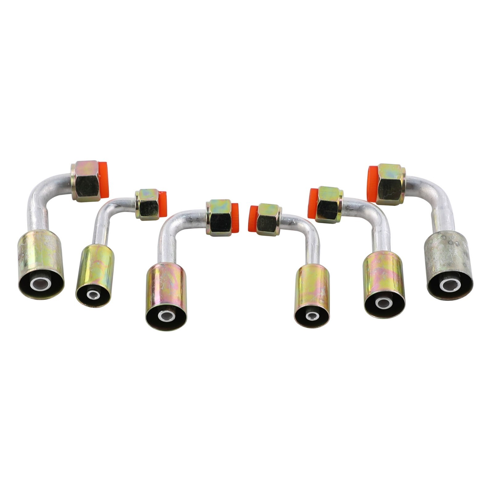 6PCS Air Conditioning #6#8#10 AC Fitting Set Female Oring Beadlock 90 Degree