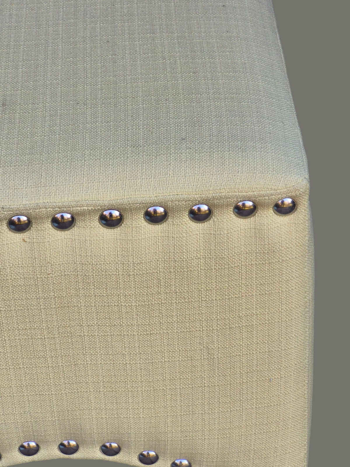 Vintage Yellow Fabric Upholstered Ottoman Stool