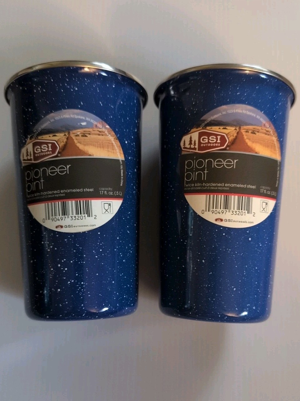 NEW. GSI Outdoor Pioneer Pint 17 oz. Enamelware Cups