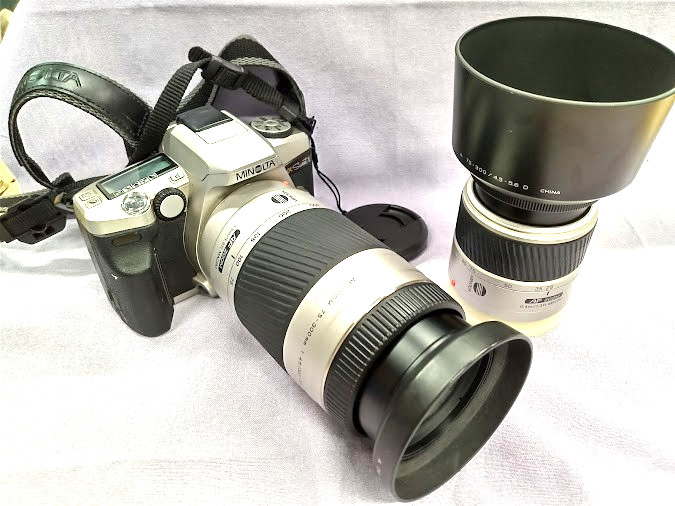 MINOLTA Alpha Sweet II 35mm Film SLR Camera 2 Lenses Untested Parts Repair Japan
